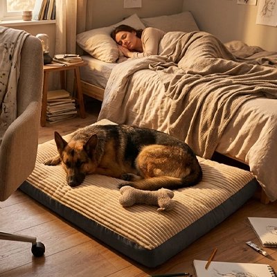 Coussin pour chien kaki